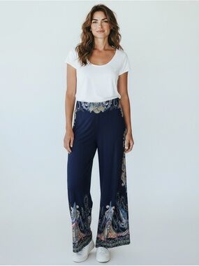 Cato Wide Leg Paisley Pants